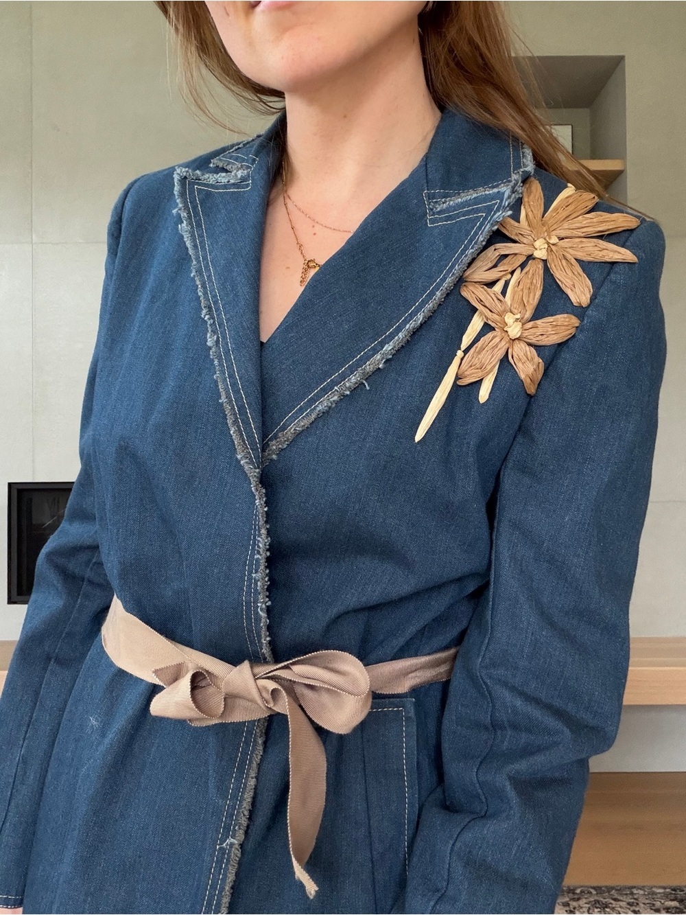 Vintage cotton denim longline jacket xs to small - Picture 7 of 15
